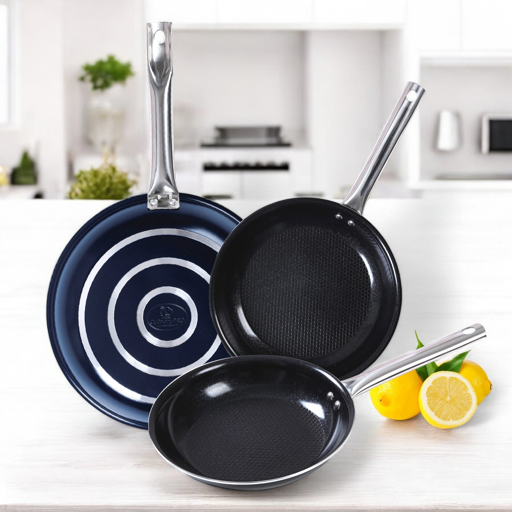 3pc Dual Diamond Nonstick Frypan Set