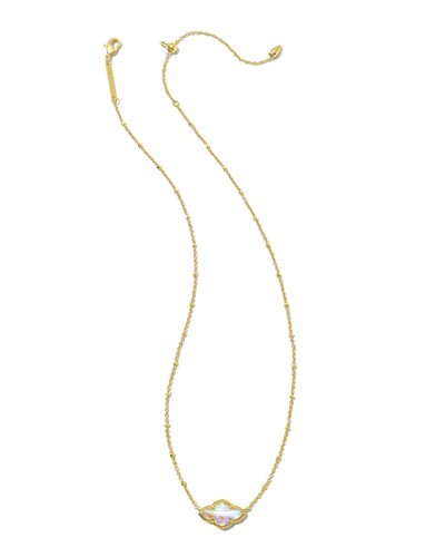 Kendra Scott Abbie Gold Pendant Necklace Iridescent Abalone