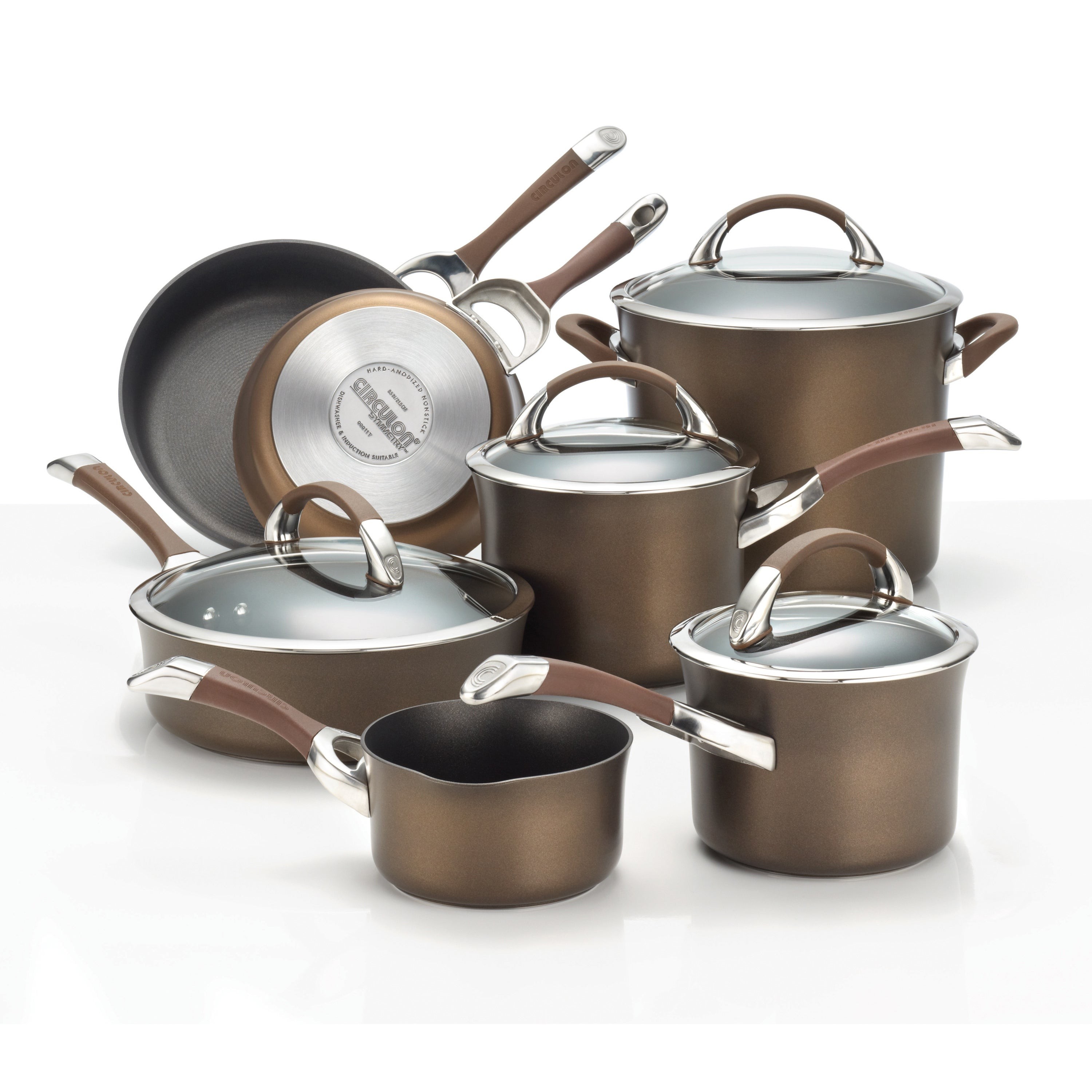 11pc Symmetry Hard Anodized Cookware Set Chocolate