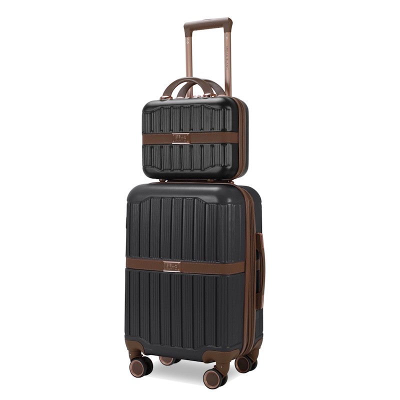 Dakota 2 Piece Hardside Carry On Cosmetic Luggage Set Black