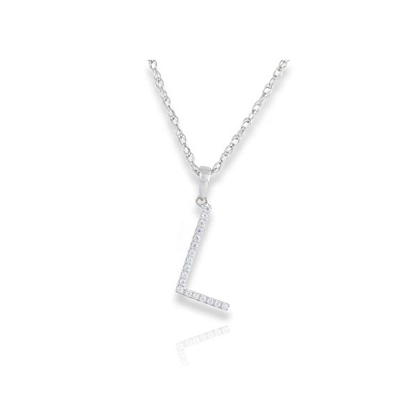 Diamond Initial L Necklace - (White Gold)