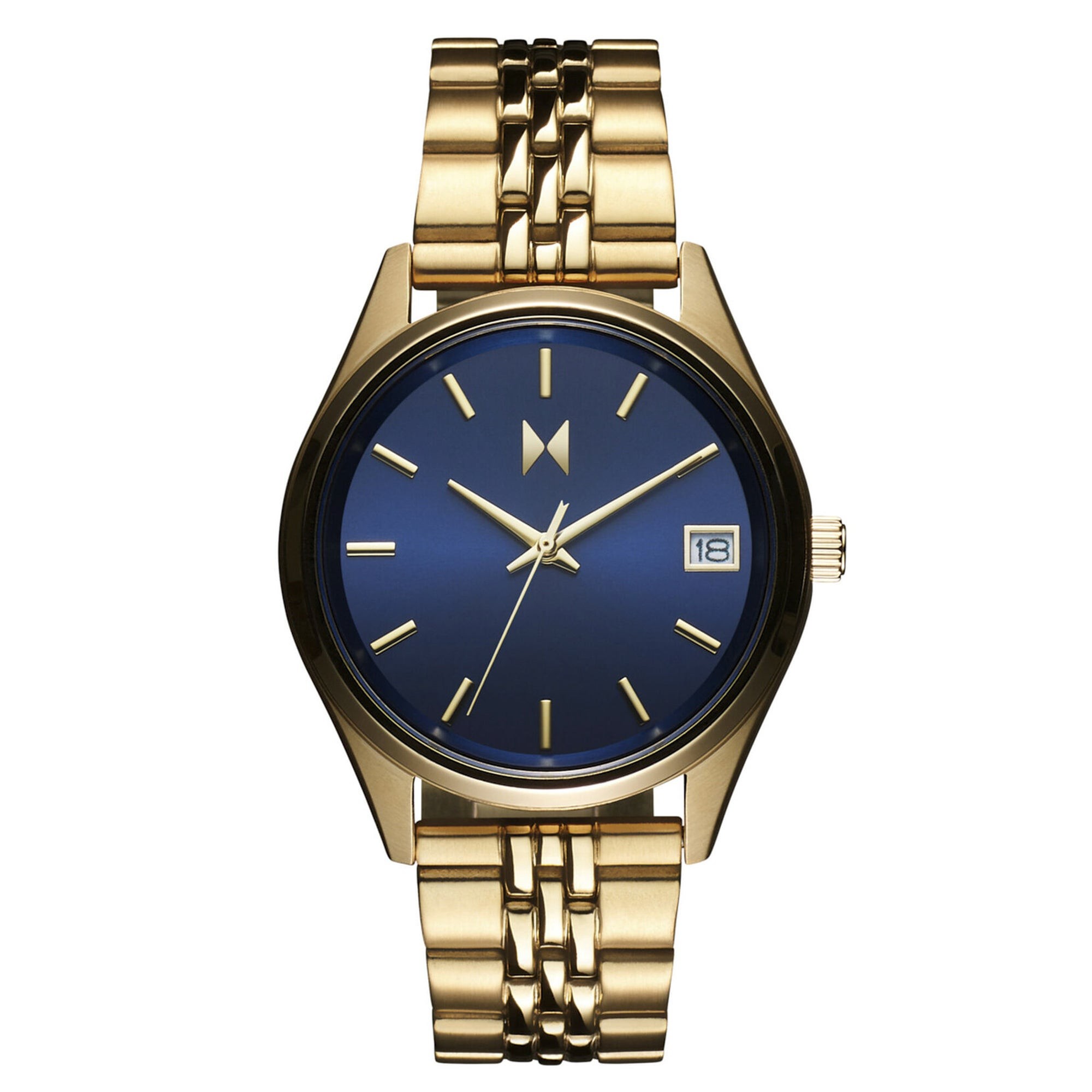 Ladies' Rise Boyfriend Gold-Tone Stainless Steel Watch, Navy Dial