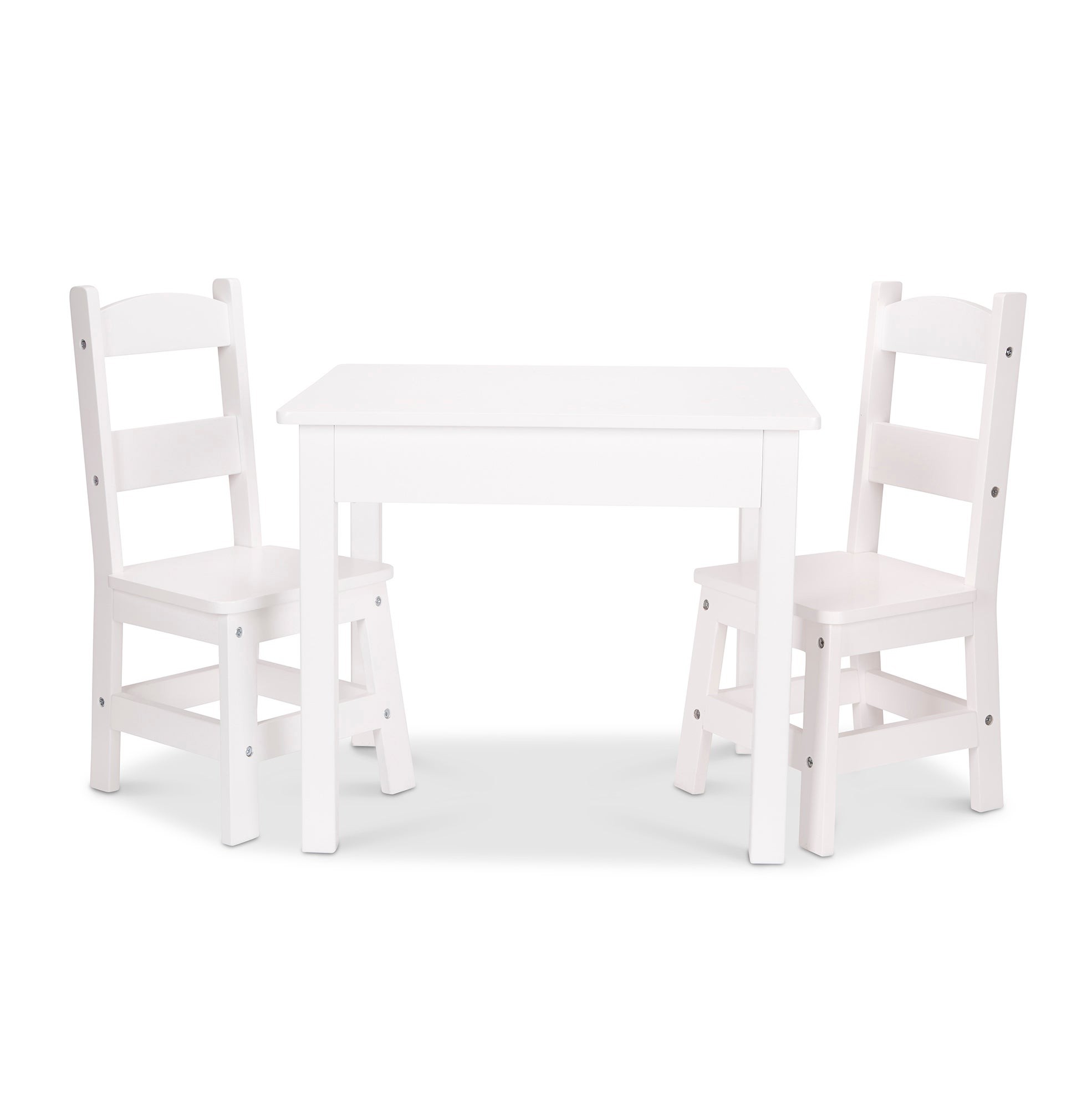 3pc Wooden Table & Chairs Set White - Ages 3-6 Years