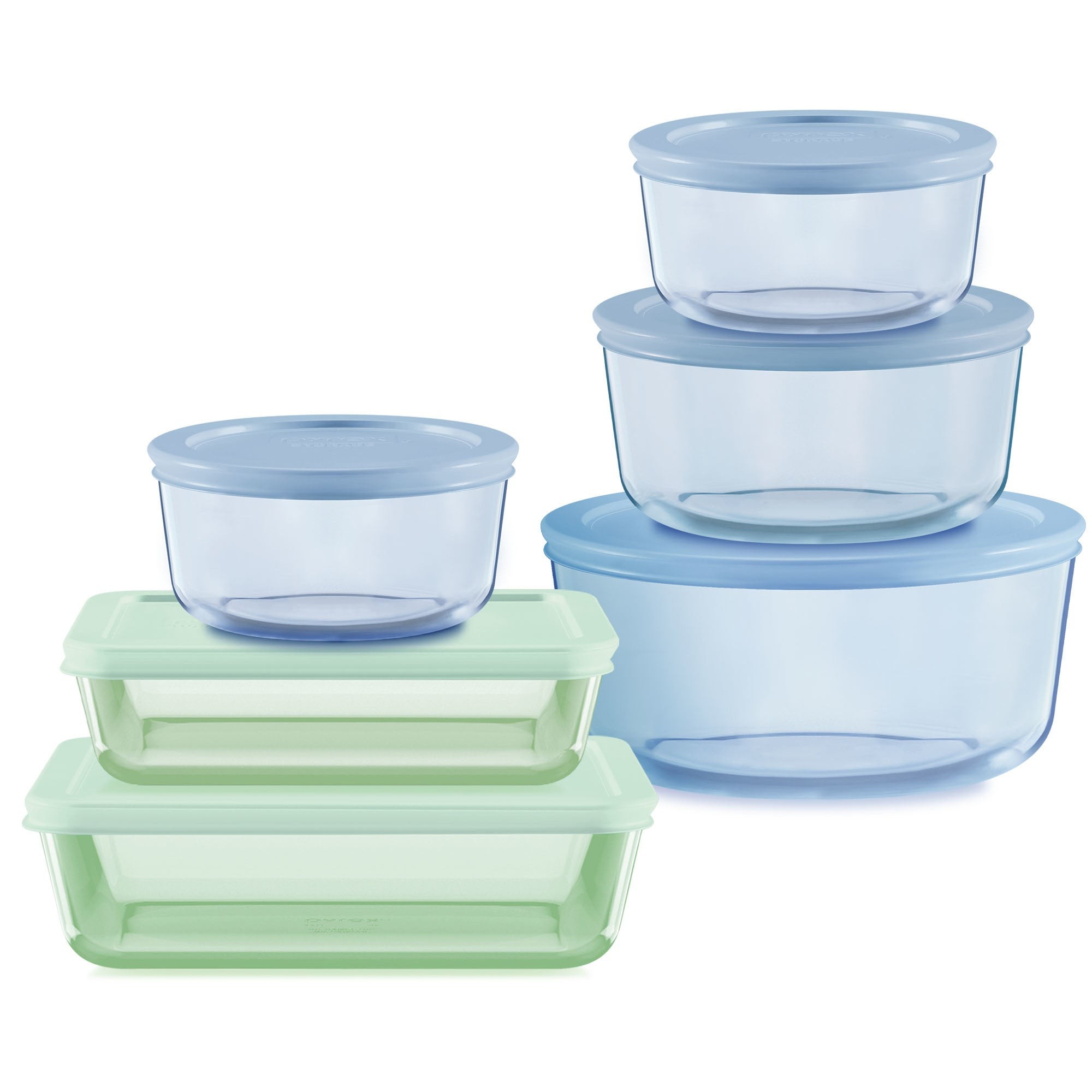 12pc Simply Store Tinted Glass Food Storage Set Green & Blue