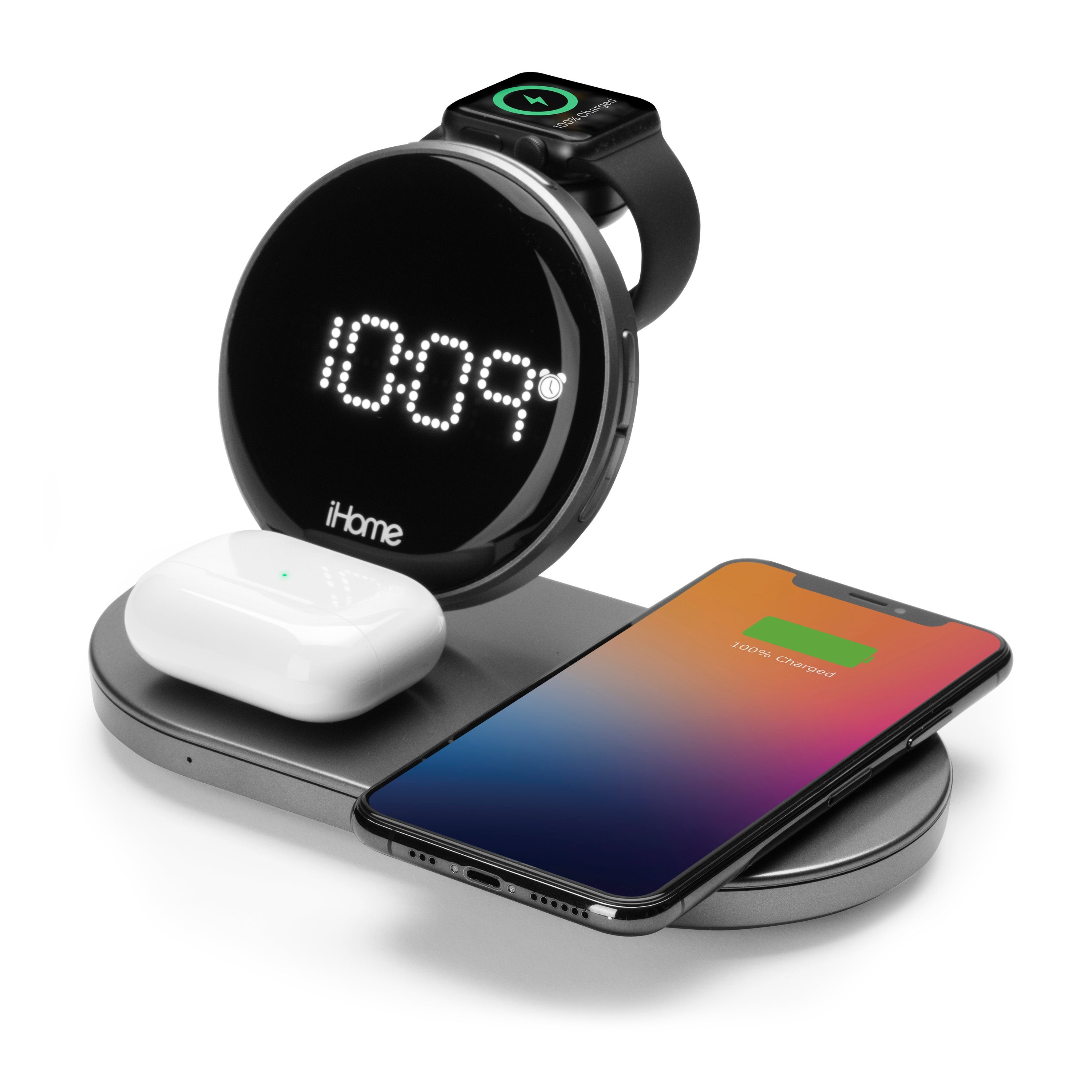 PowerBoost Compact Alarm Clock w/ Qi USB and Apple Watch Charging