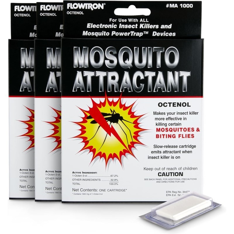 Octenol Mosquito Attractant Cartridge, Slow Release Mosquito Lure - 3 Pack