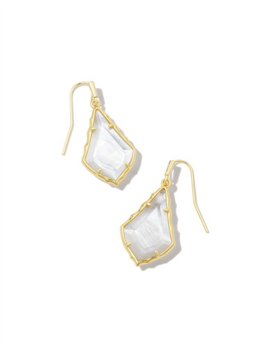 Kendra Scott Small Faceted Alex Gold Drop Earrings, Ivory Illusion