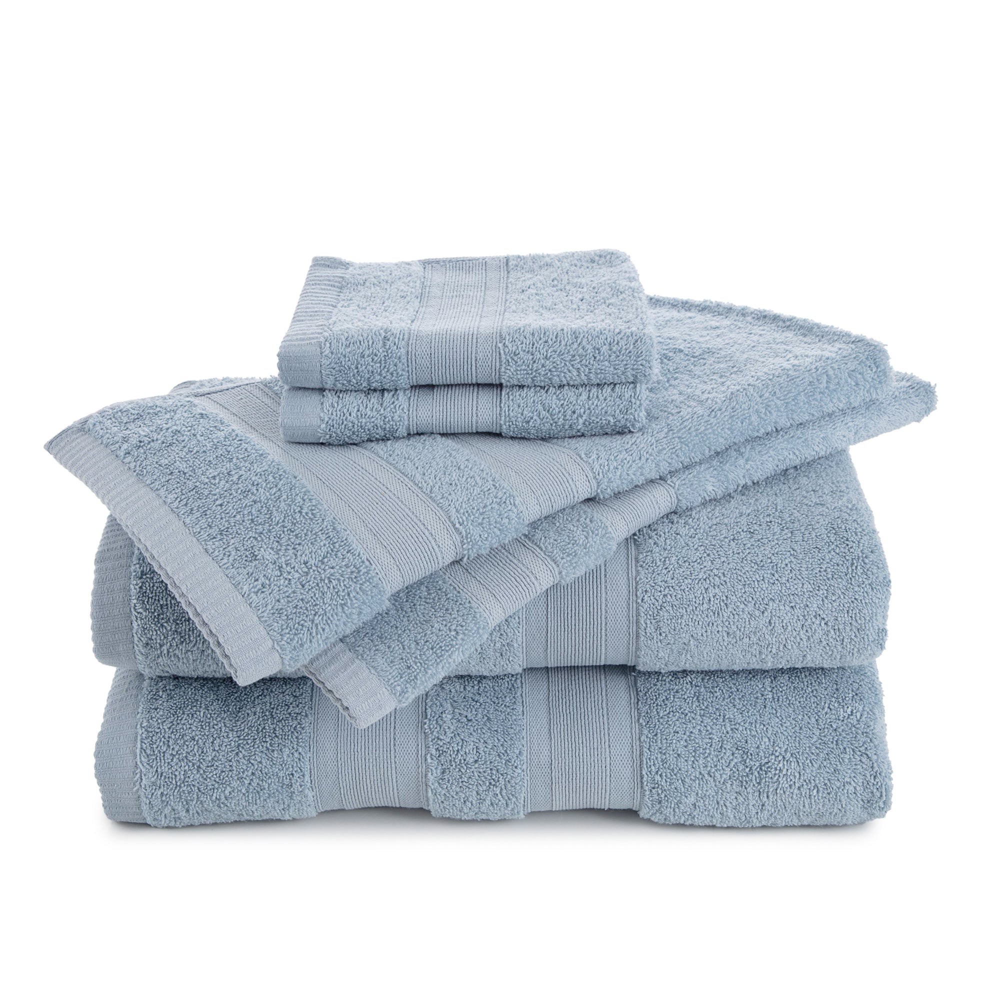 Solid Low Lint 6pc Bath Towel Set Sky Blue