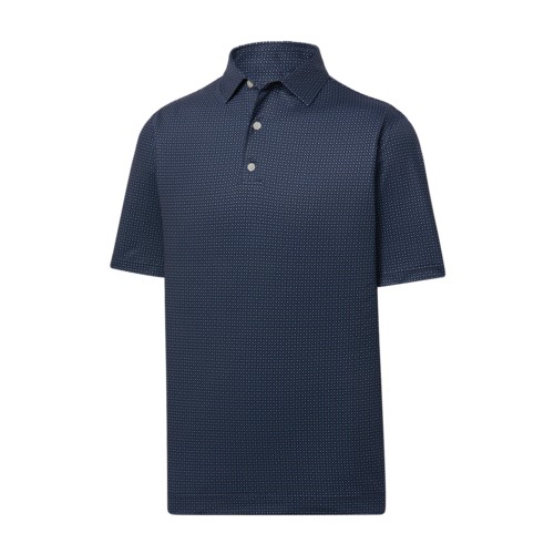 FootJoy Dot Geo Print Lisle Polo Navy/Light Blue/White, Size X-Large X-Large, Navy/Light Blue/White