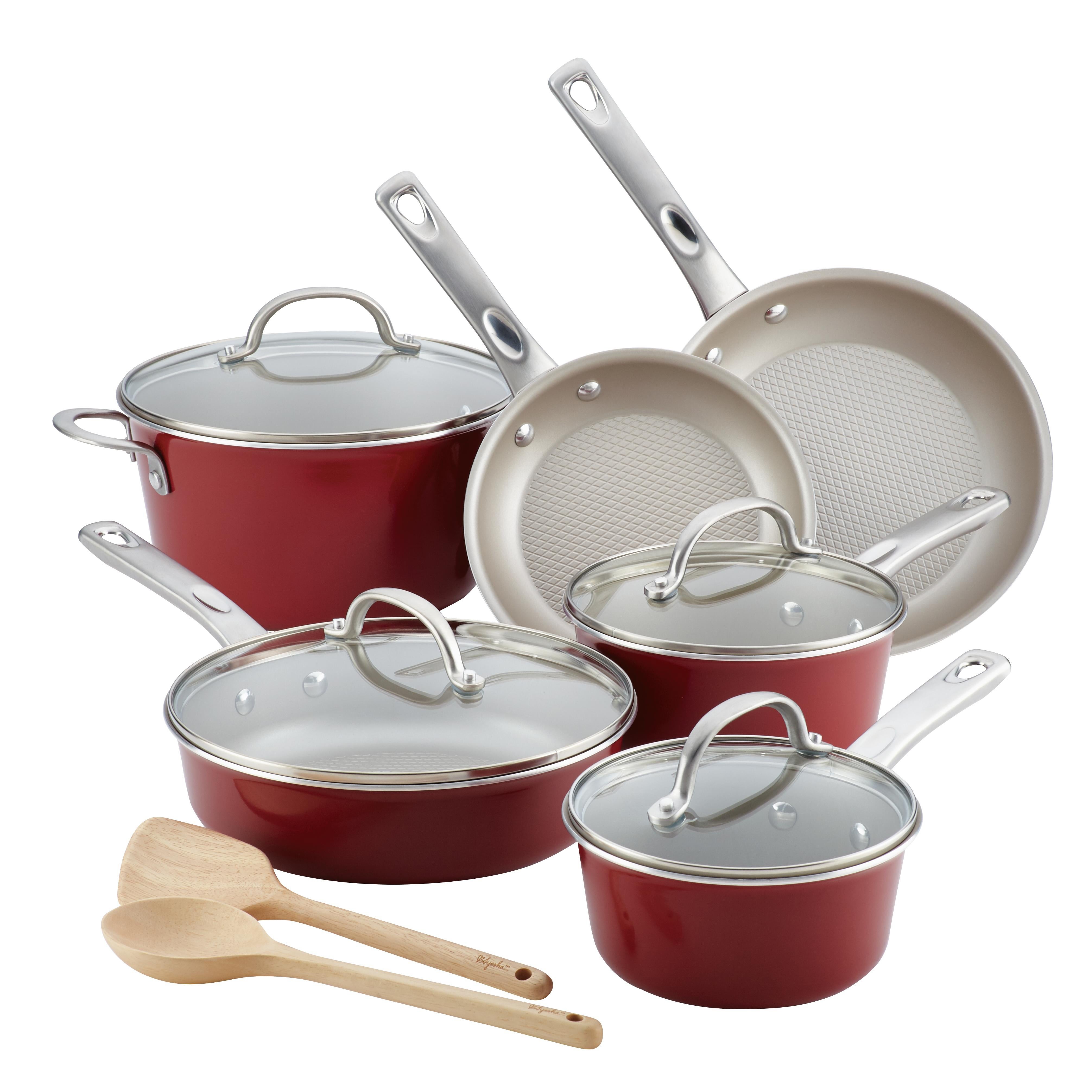 12pc Home Collection Nonstick Cookware Set Sienna Red