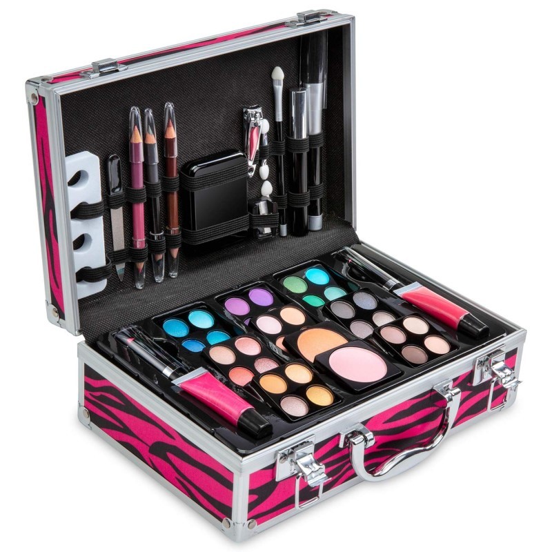 Makeup Kit Set, 51-Piece Makeup Set with Case and Carrying Handle (Red Zebra)