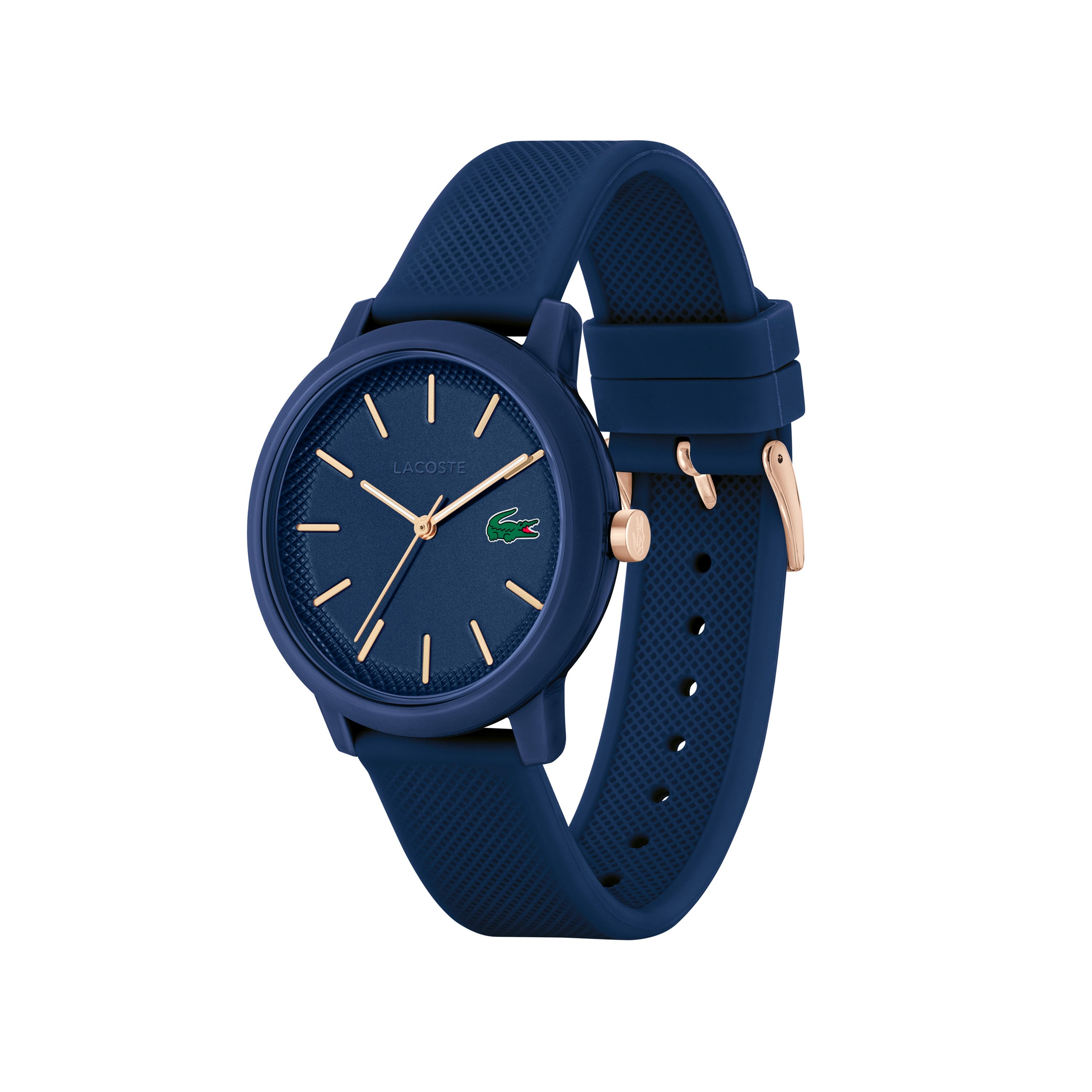 Mens 12.12 Gold & Navy Silicone Strap Watch Navy