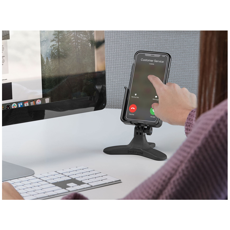 DeskFone Universal Desktop Cell Phone Holder - (Black)