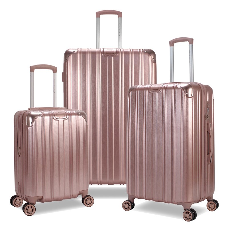 American Green Travel Melrose S 3 piece TSA Anti-Theft Luggage Set Rose Gold