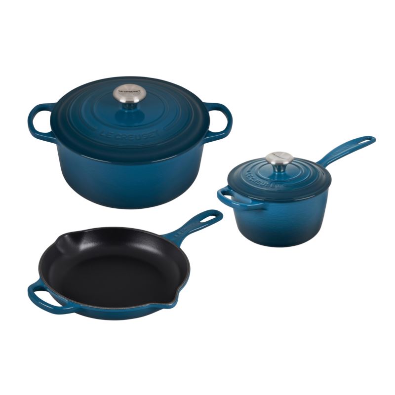 5 - Piece Signature Cast Iron Cookware Set - (Deep Teal)