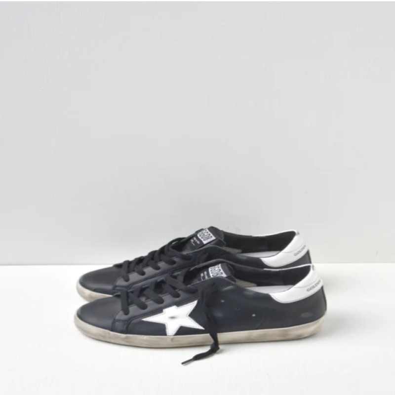 Superstar Leather Sneakers  - (Black) - (Size 9)