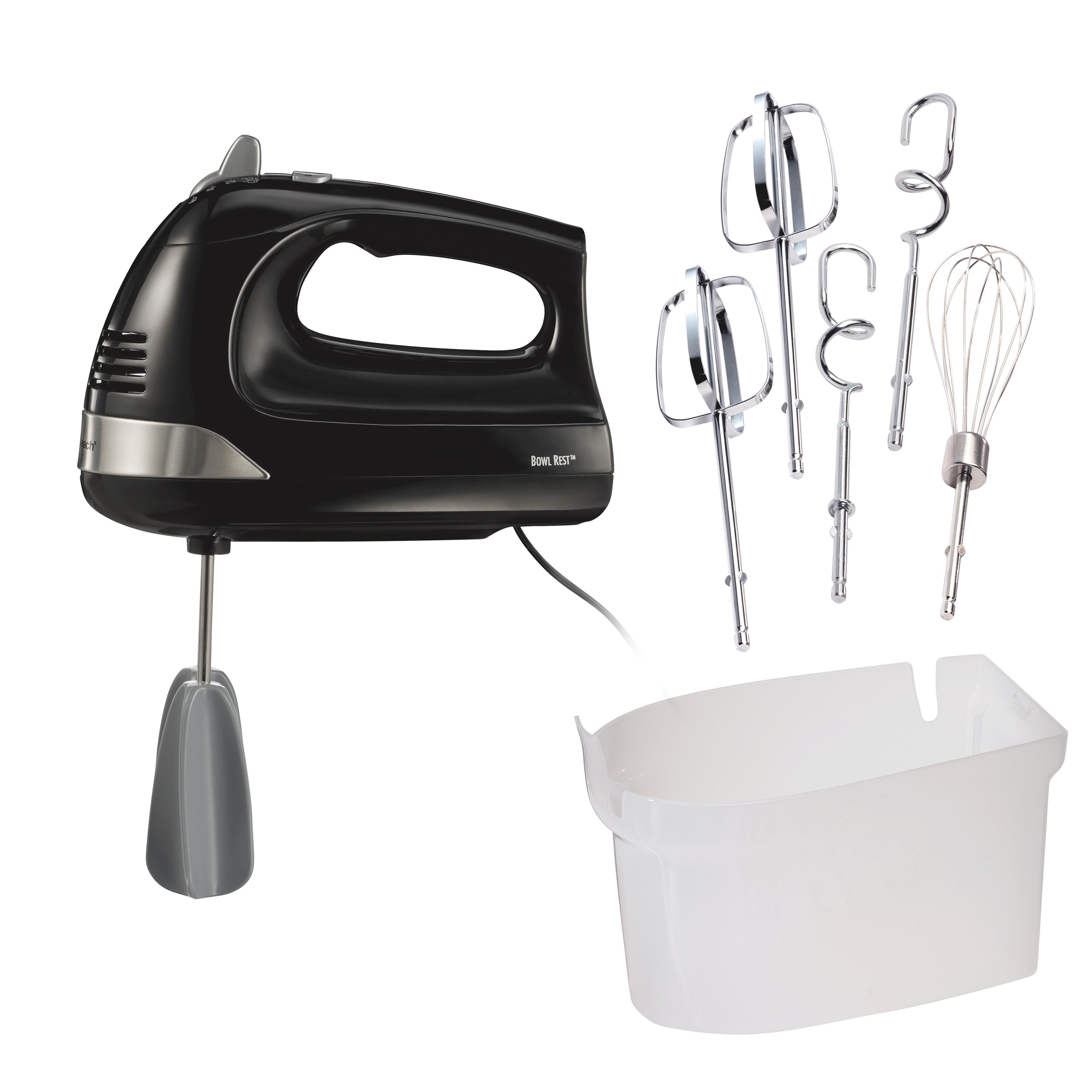 6 Speed Hand Mixer w/ Snap-on Case Black