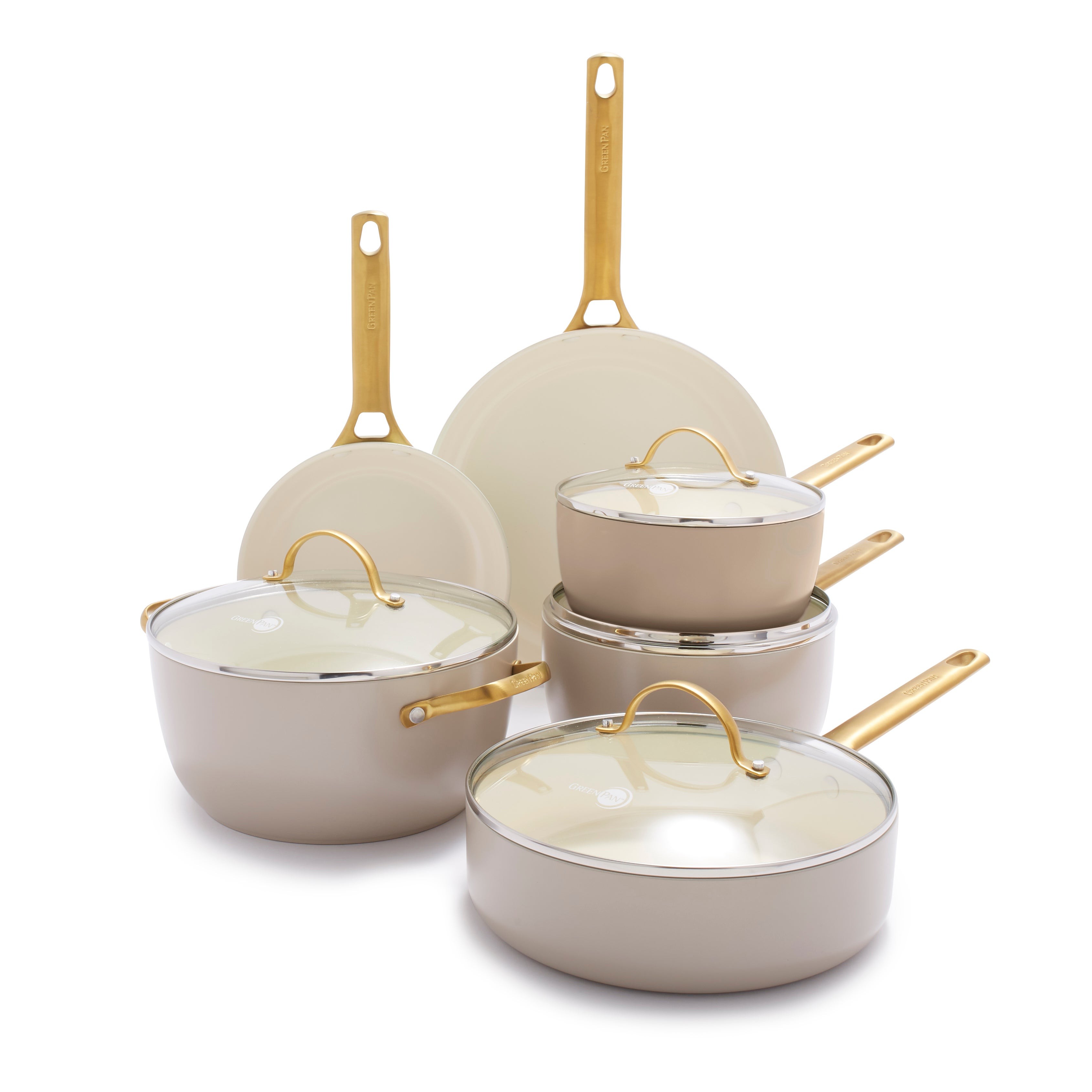 Reserve Ceramic Nonstick 10pc Cookware Set Taupe