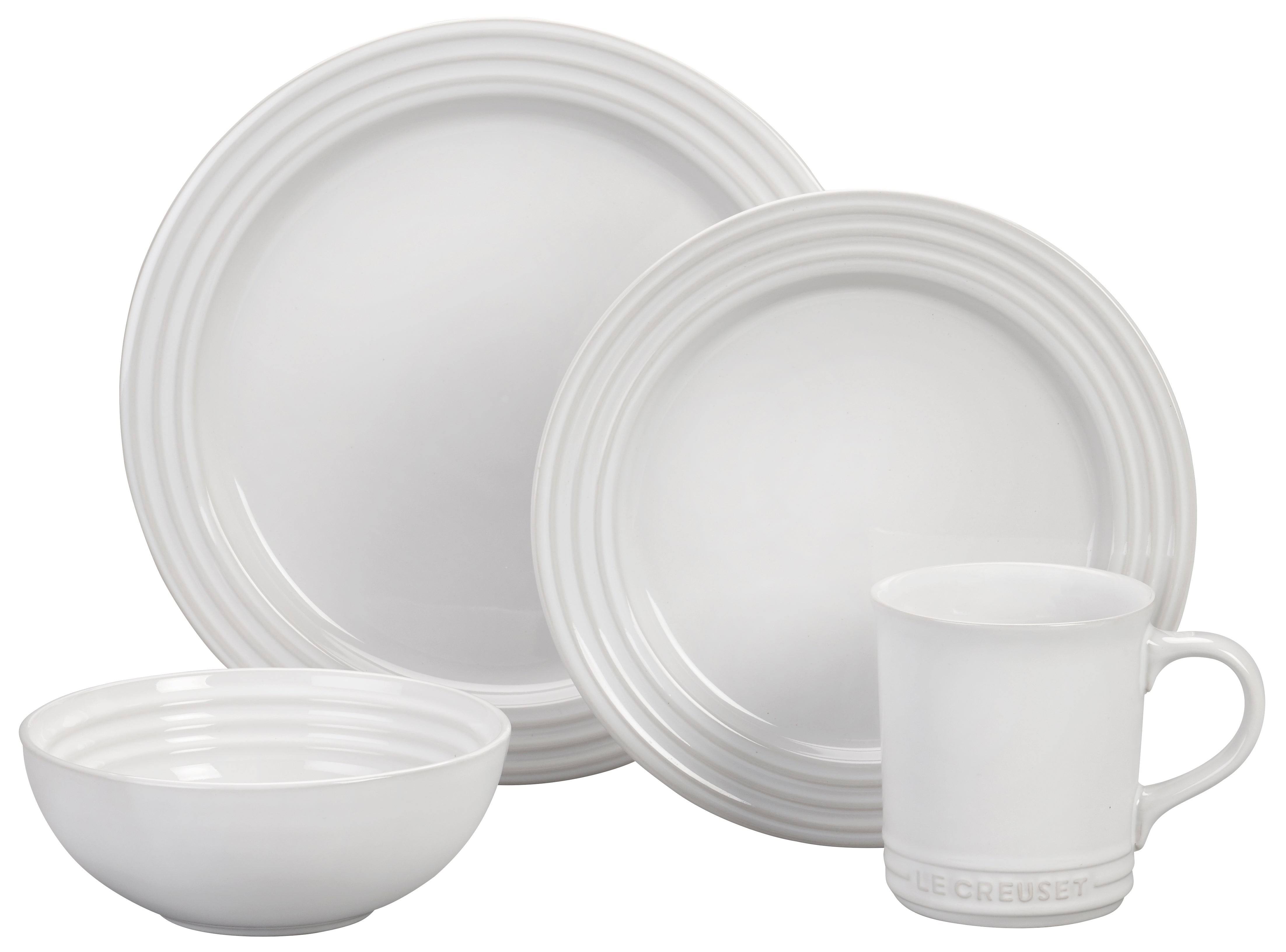 16pc Stoneware Dinnerware Set White