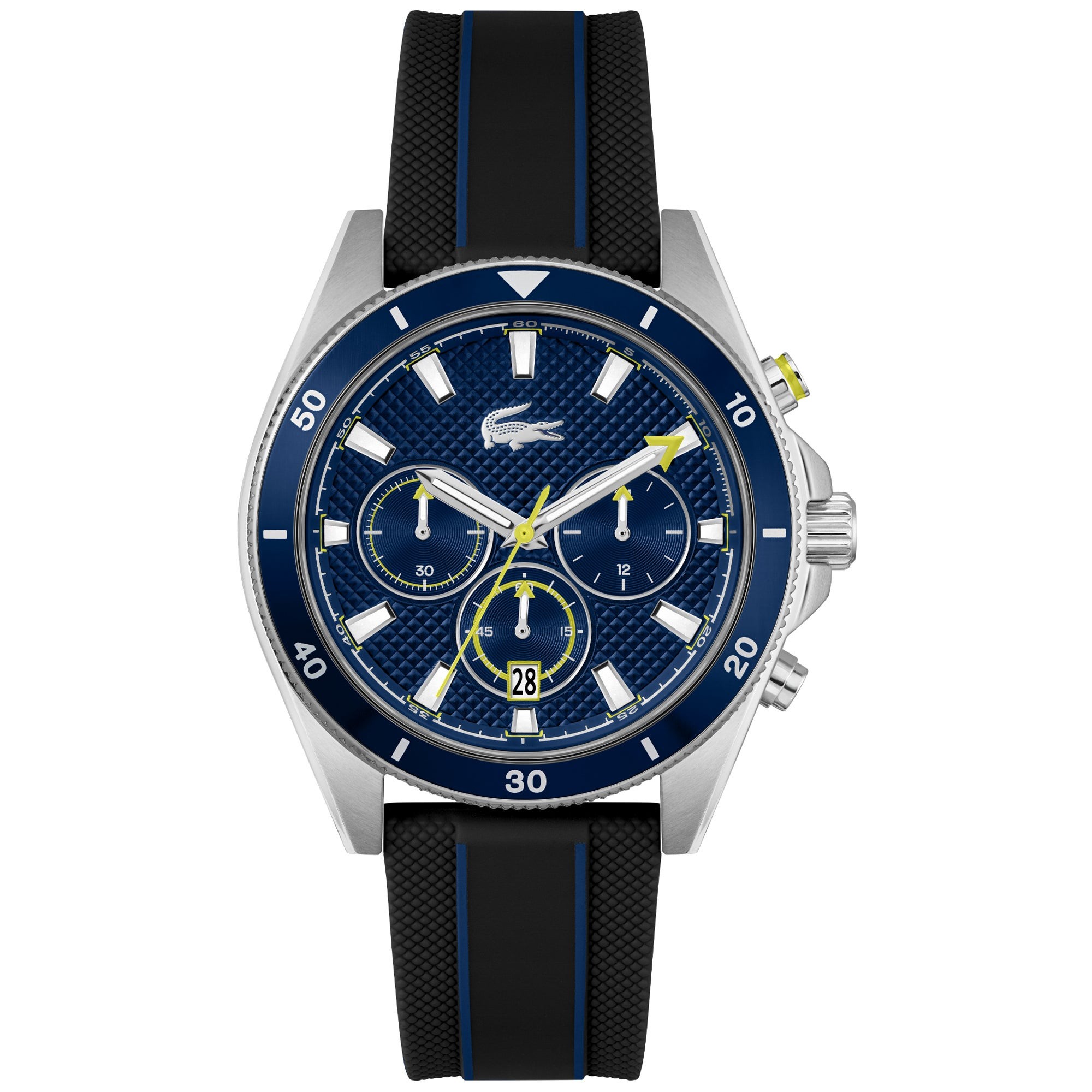 Men's Mainsail Chronograph Black Silicone Strap, Navy Dial