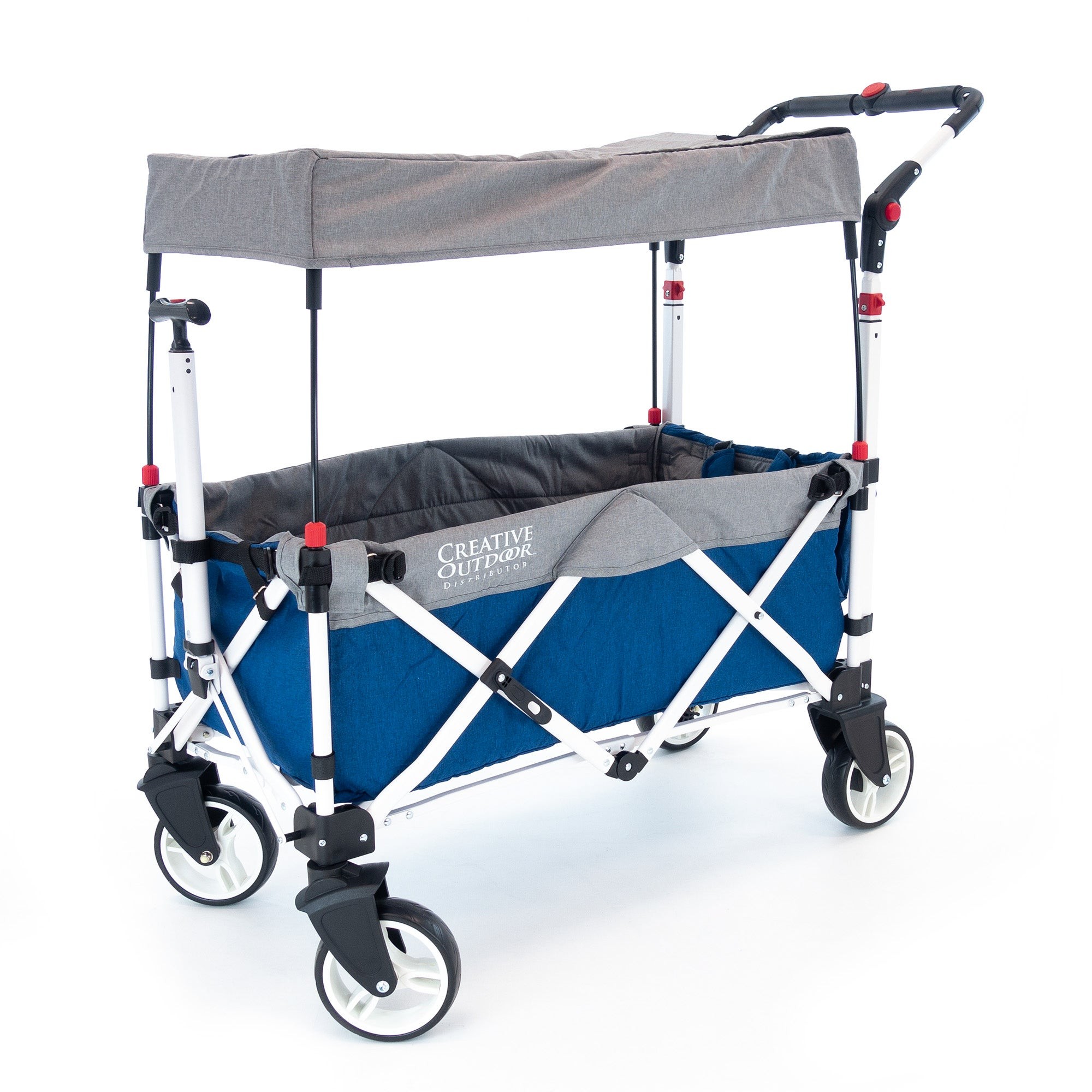 Pack & Push Compact Stroller Wagon w/ Canopy Blue & Gray