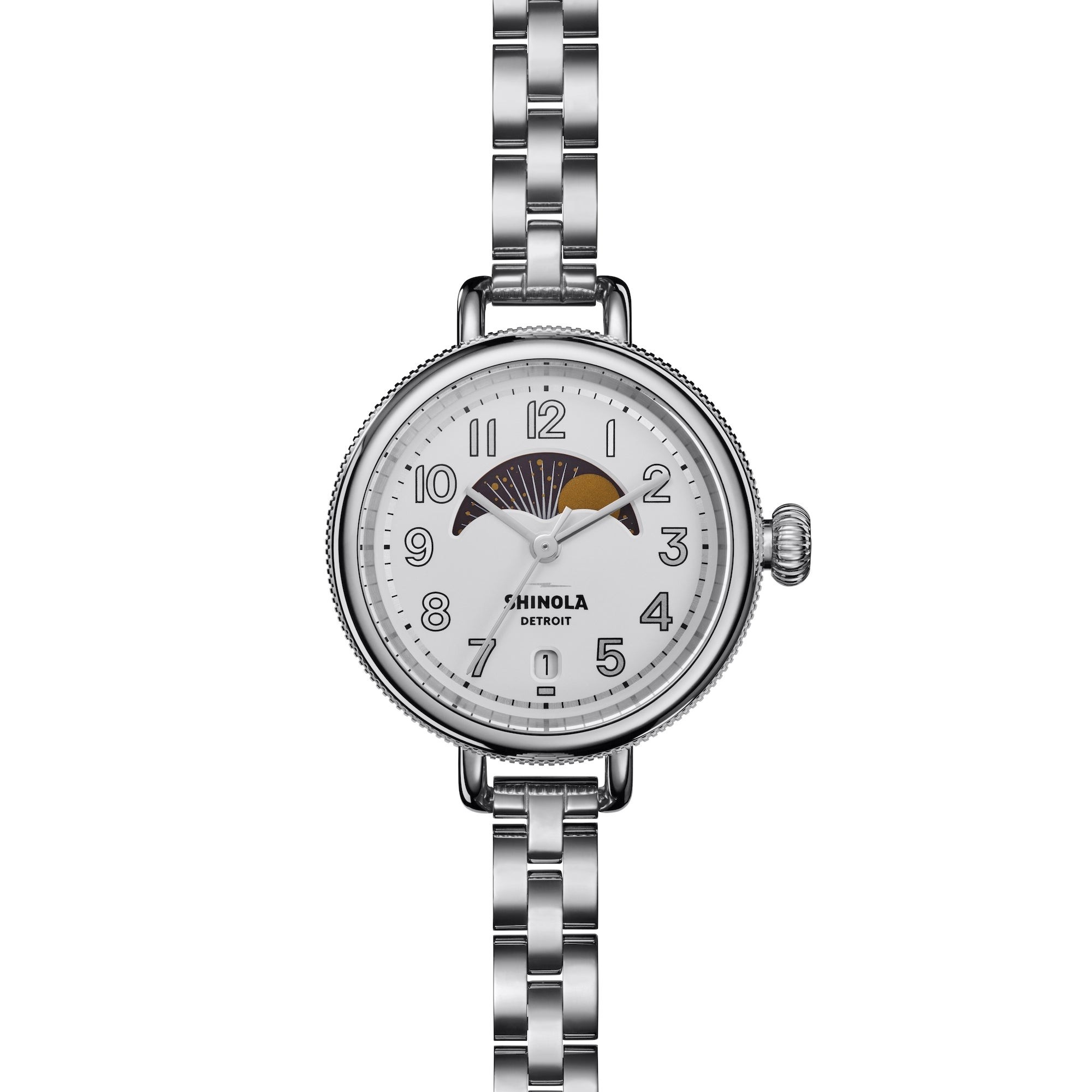 Ladies' Birdy Moon Phase Silver-Tone Stainless Steel Watch, Silver Dial