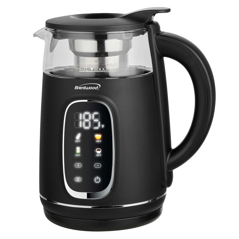 Digital Glass Electric Kettle with Tea Infuser - (Black)