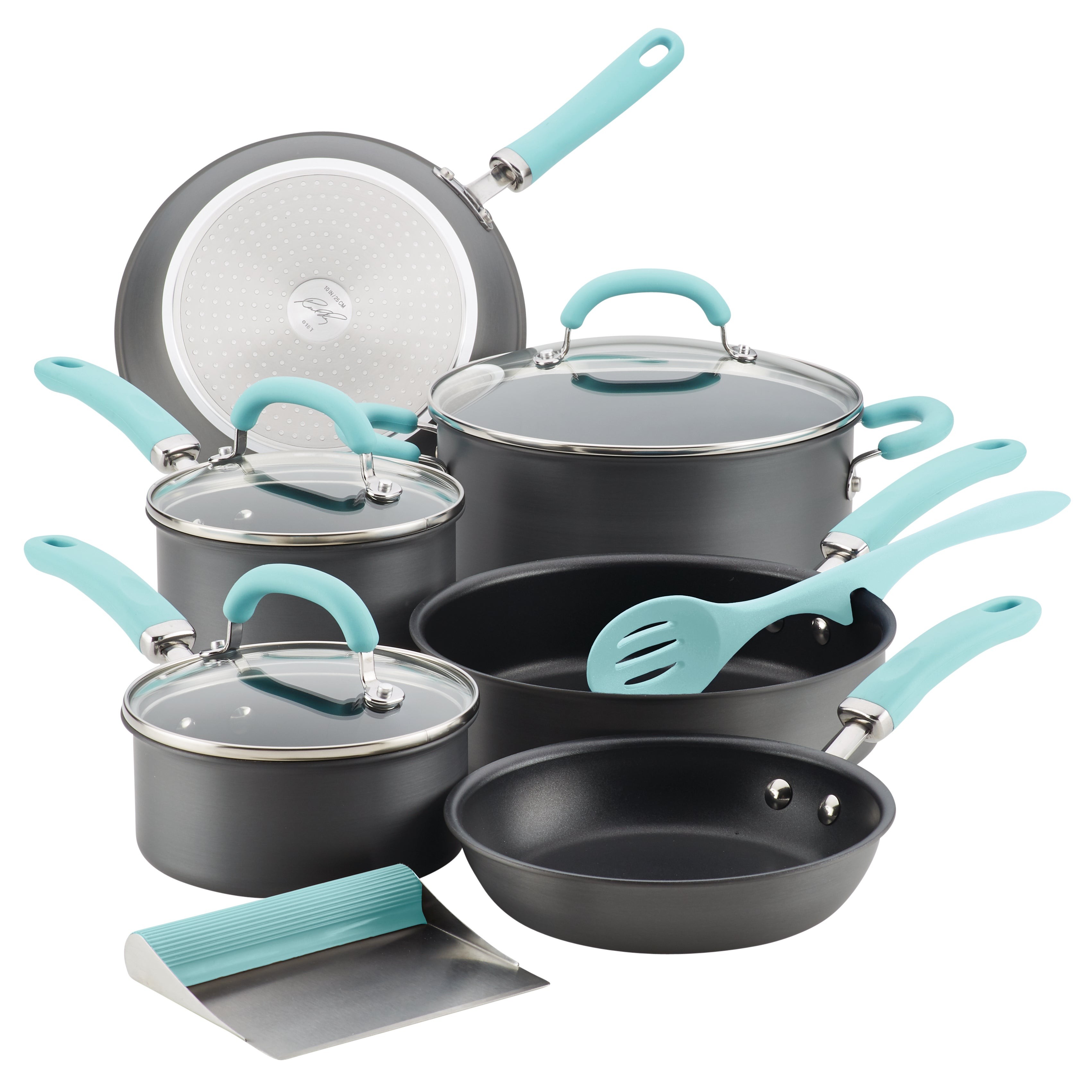 Create Delicious 11pc Hard Anodized Nonstick Cookware Light Blue
