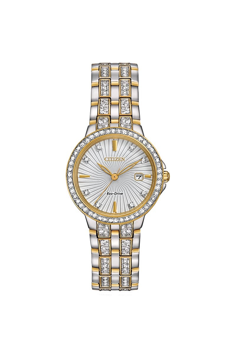 Ladies Eco-Drive Silhouette Crystal Watch Two-Tone Dial
