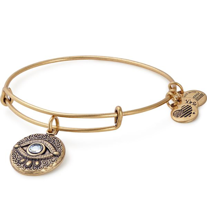 Evil Eye Charm Bangle - (Rafaelian Gold Finish)