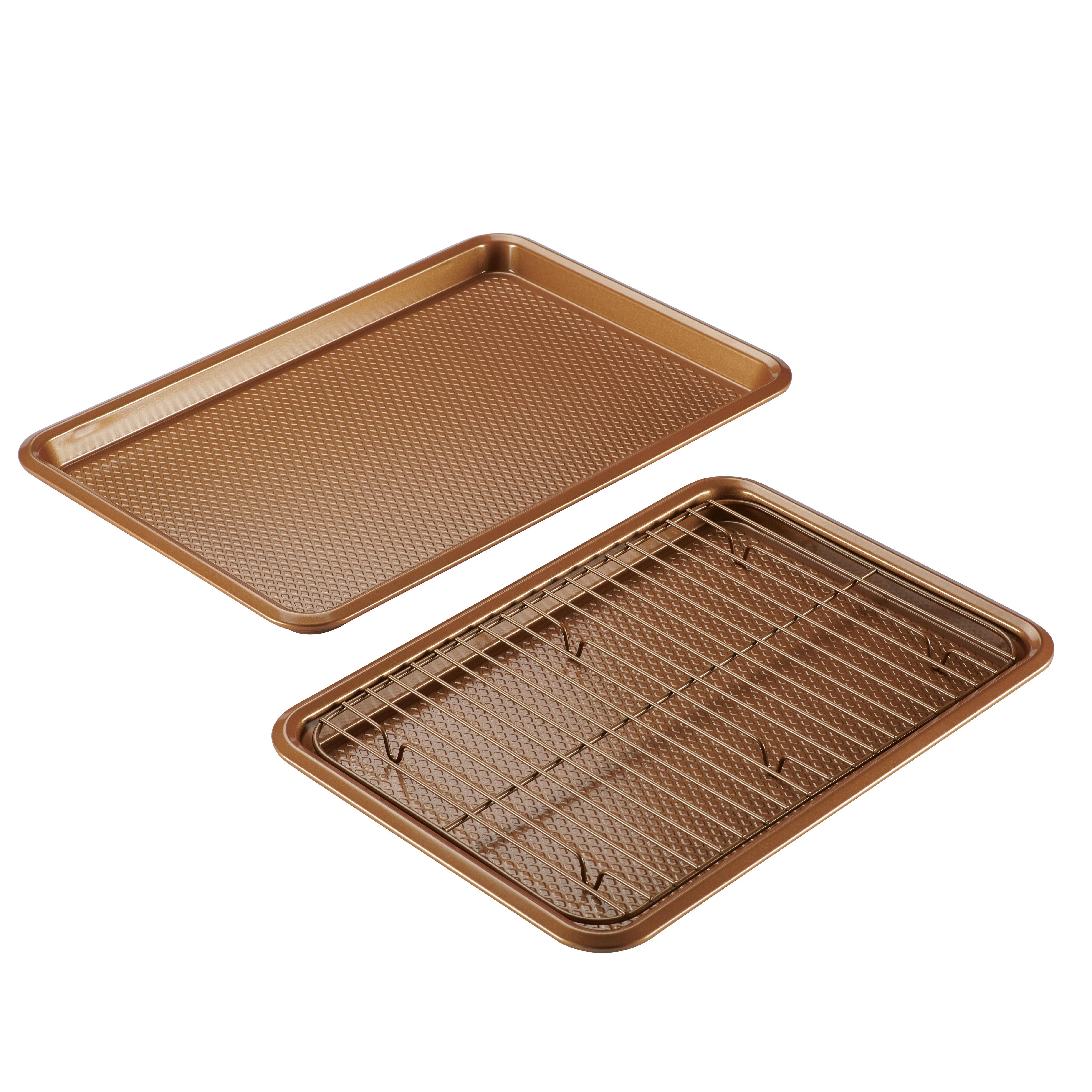 3pc Bakeware Set Copper - 2 Cookie Pans w/ Cooling Rack