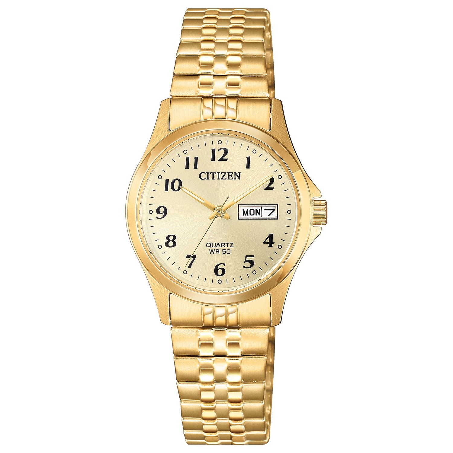 Ladies Quartz Gold-Tone Expansion Watch Gold Dial