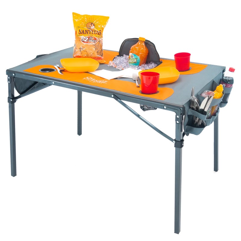 Folding Table with Built-In Cooler - Orange