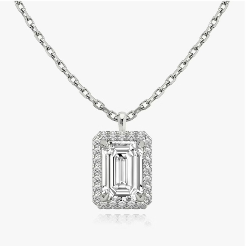 Halo Necklace in 14K White Gold