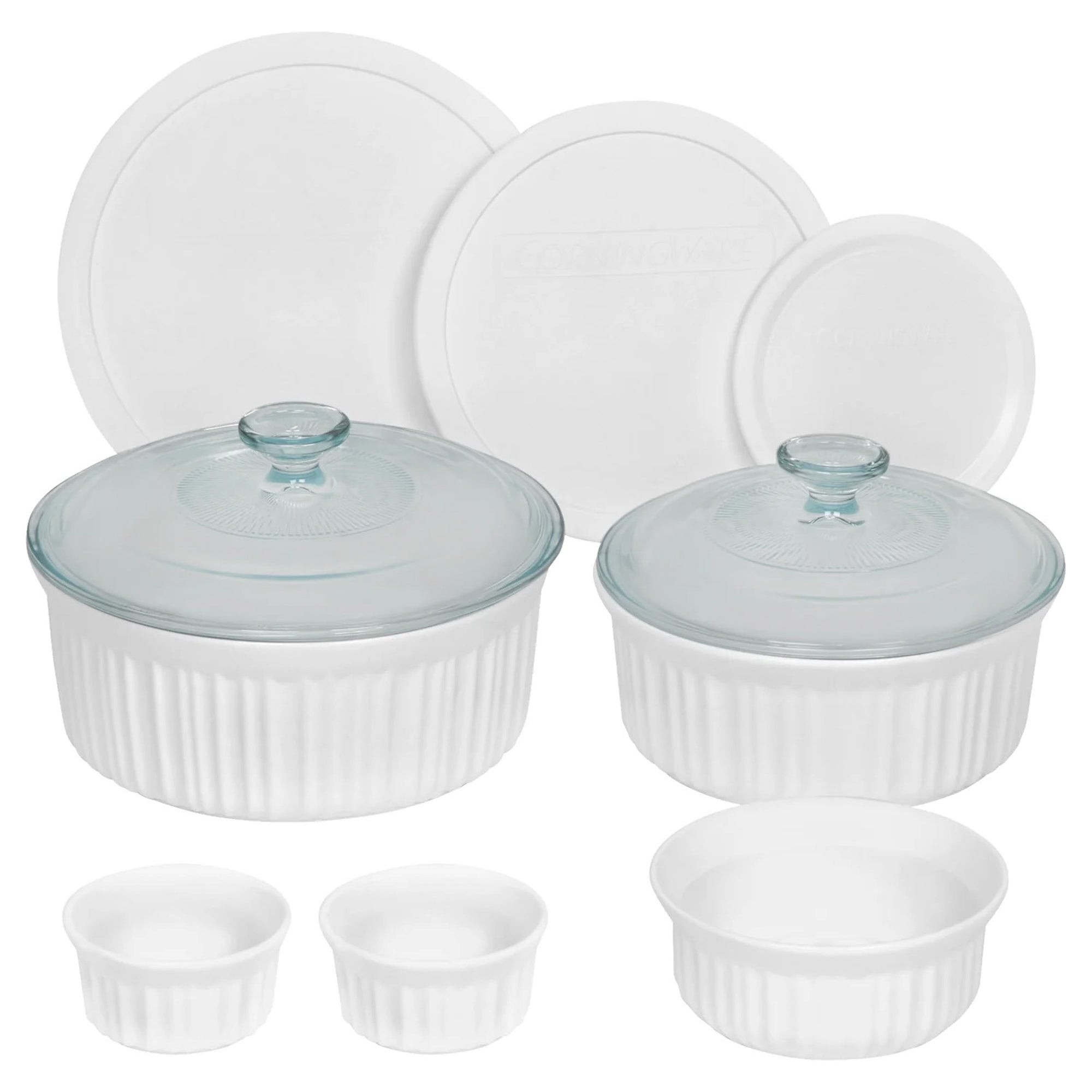 French White 10pc Ceramic Round Bakeware Set