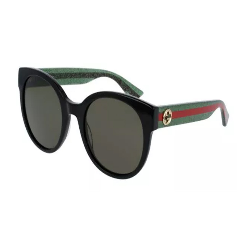 Ladies Round Sunglasses - (Black with Green)
