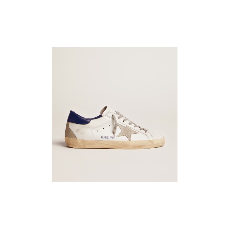 Size 7 Superstar Leather Sneakers with Blue Tab Heel