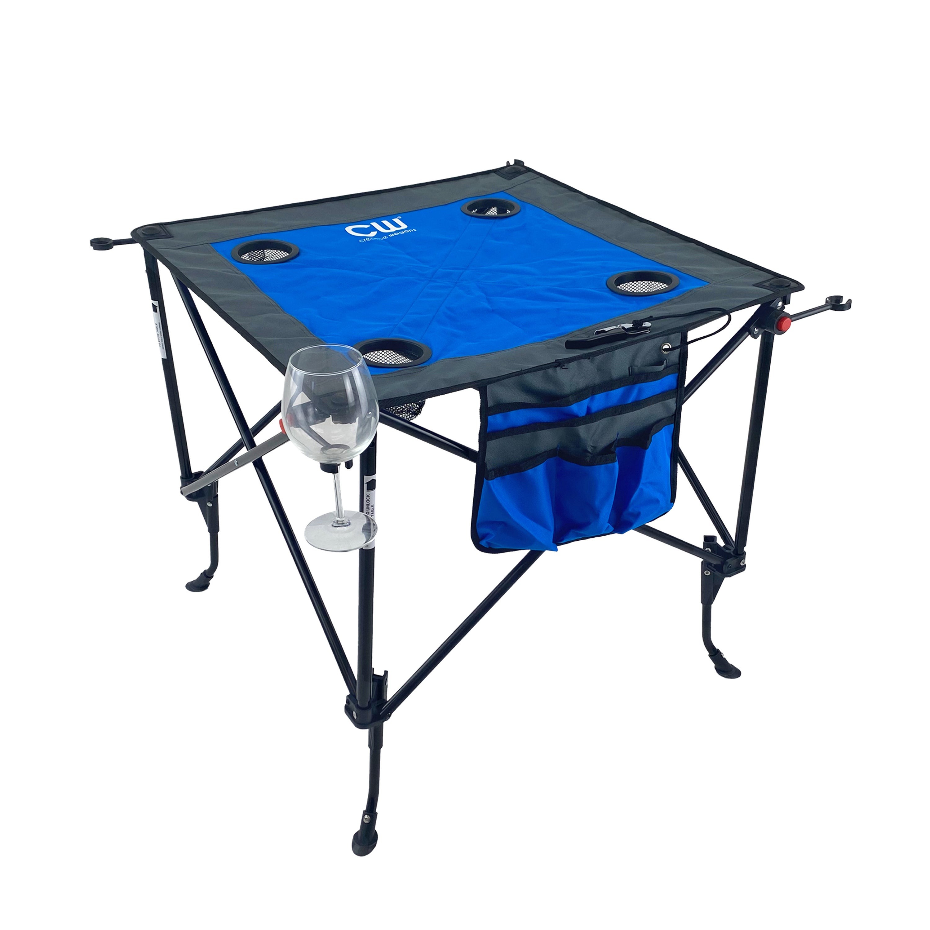 Adjustable Height Folding Wine Table Blue & Gray