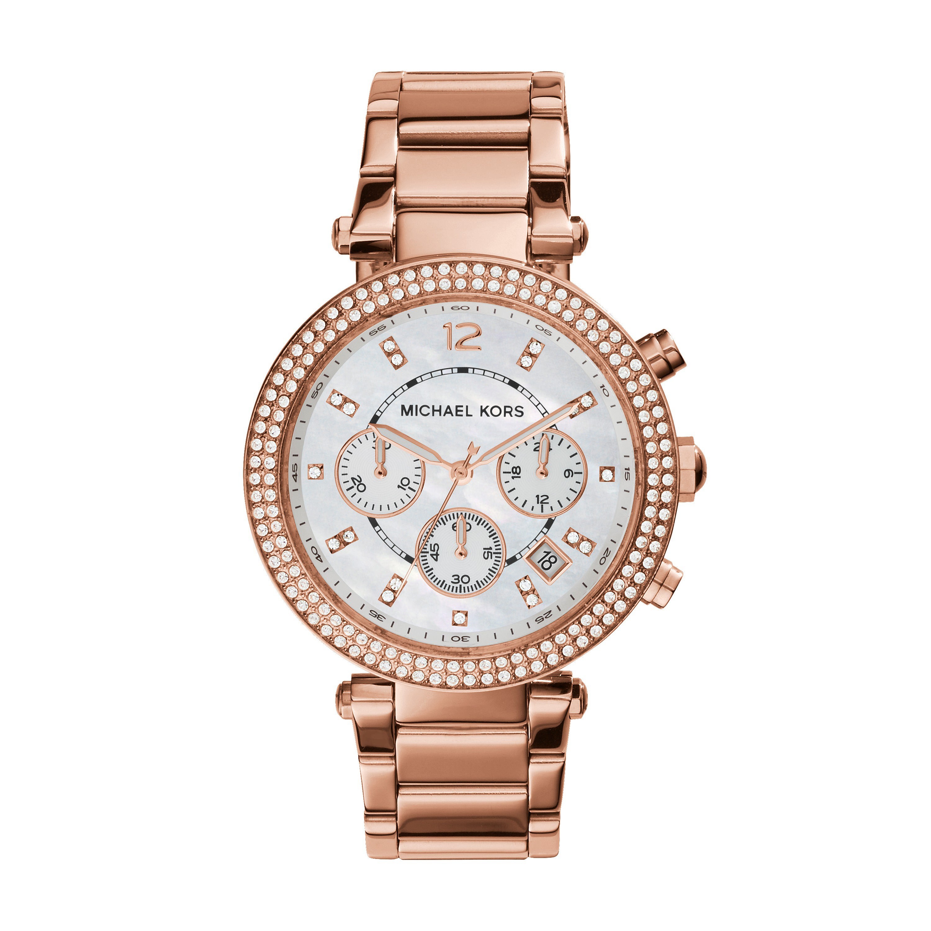 Ladies Parker RG-Tone SS Bracelet Watch Mothr of Pearl Dial