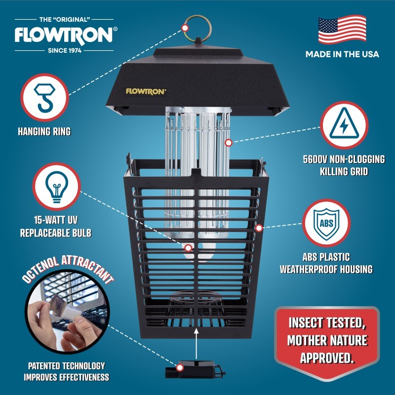 Bug Zapper, Mosquito Zapper with 1/2 Acre of Coverage, 15W Bulb & 5600V Killing Grid