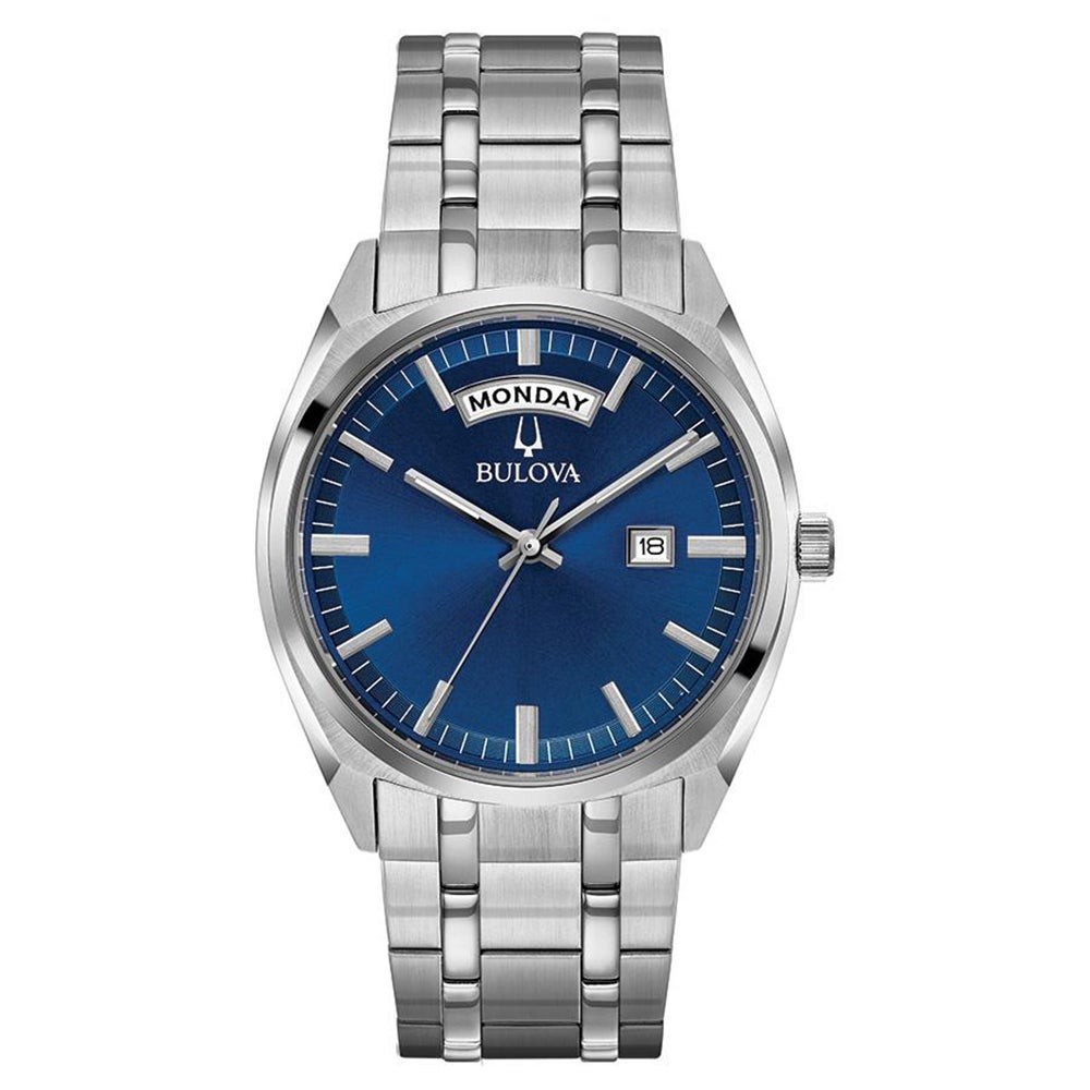 Mens Surveyor Classic Silver-Tone Stainless Steel Watch Blue Dial