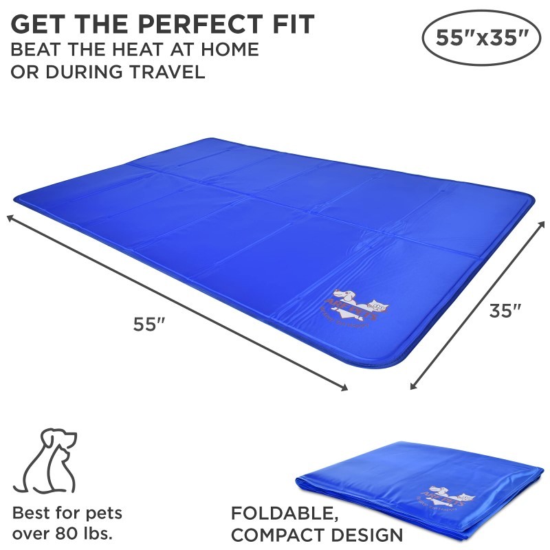 Dog Cooling Mat 35Inchx55Inch, Durable, Non-Toxic Gel Dog Bed Mat for KC&B