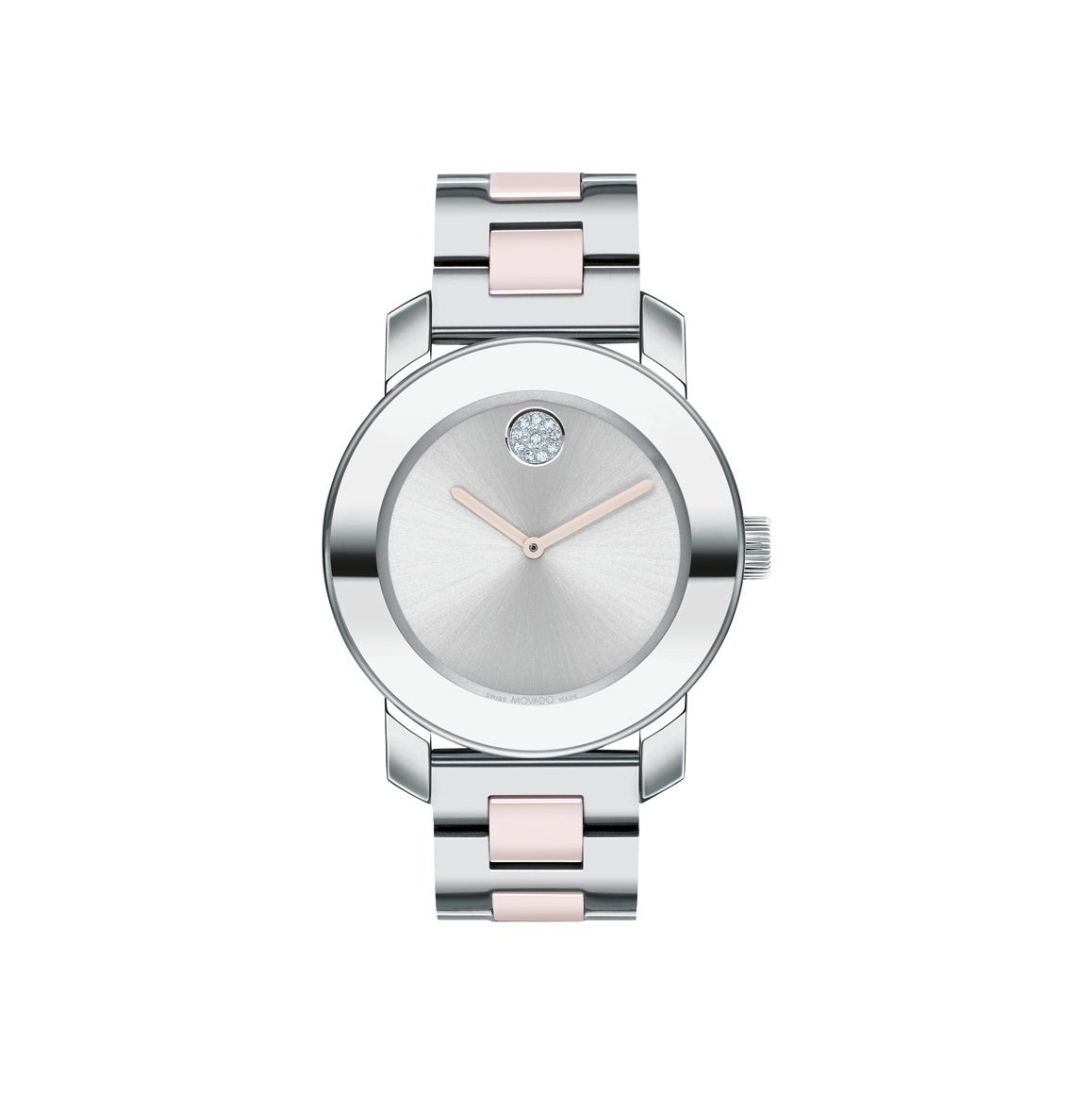 Ladies BOLD Ceramic Silver & Blush Stainless Steel Watch Silver Dial