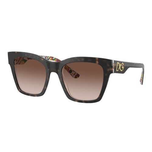 Dolce & Gabbana Womens DG4384 Sunglasses Havana On White Barrow/Brown Gradient, Size 53 frame