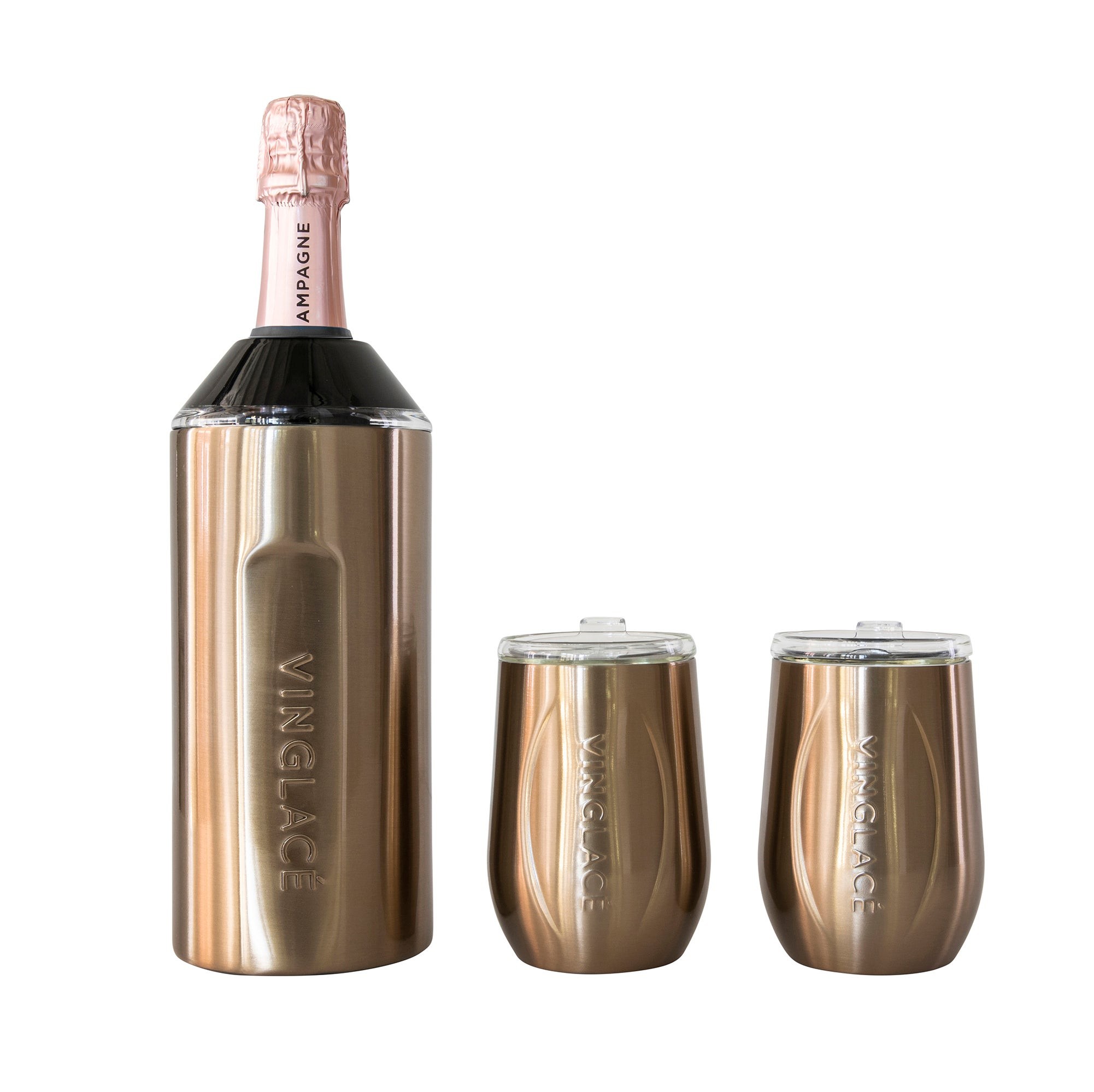 Wine Chiller Gift Set w/ 2 Tumblers Copper