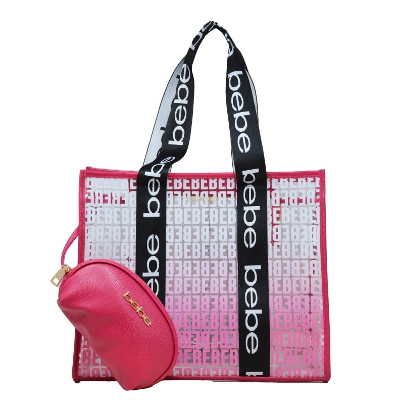 Hanna Clear Monogram Tote /insert Hot Pink