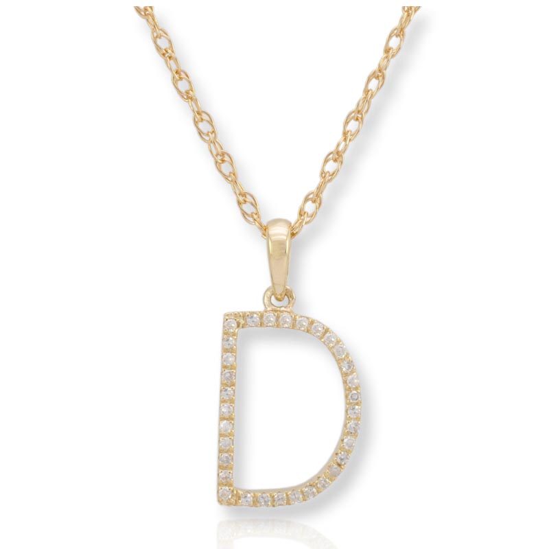 Diamond Initial D Necklace - (Yellow Gold)