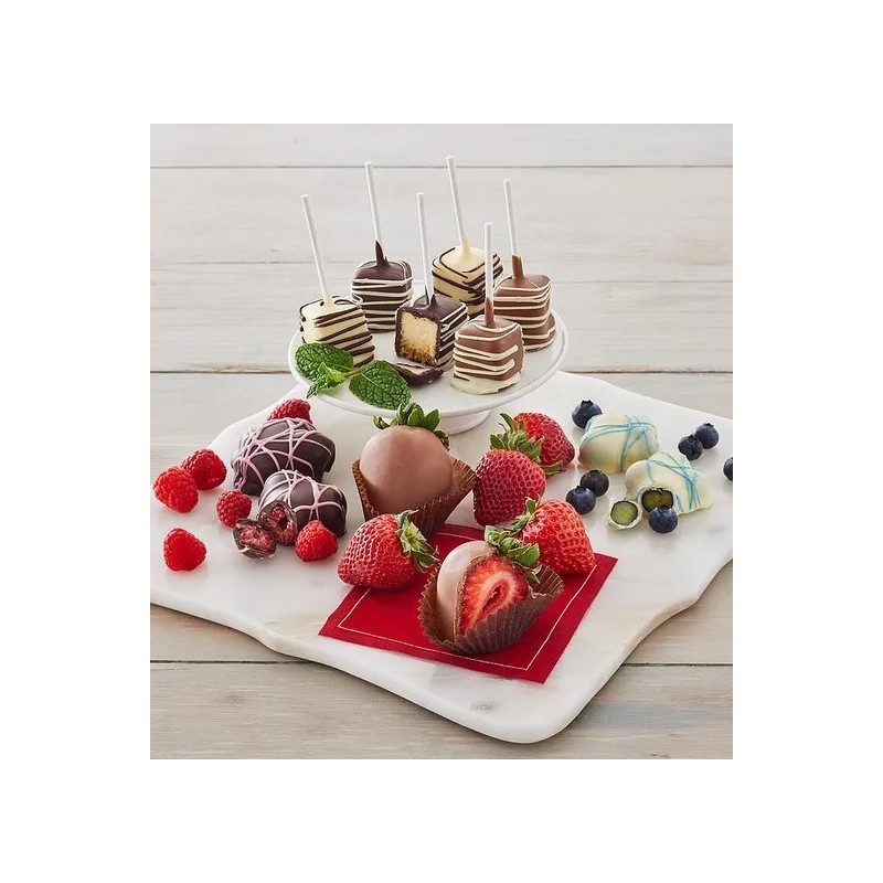 Belgian Chocolate-Dipped Fruit with Cheesecake Pops