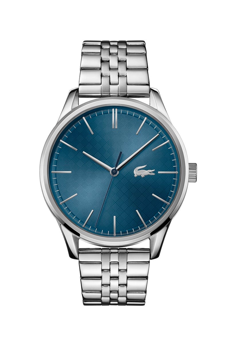 Mens Vienna Silver-Tone Stainless Steel Watch Blue Dial