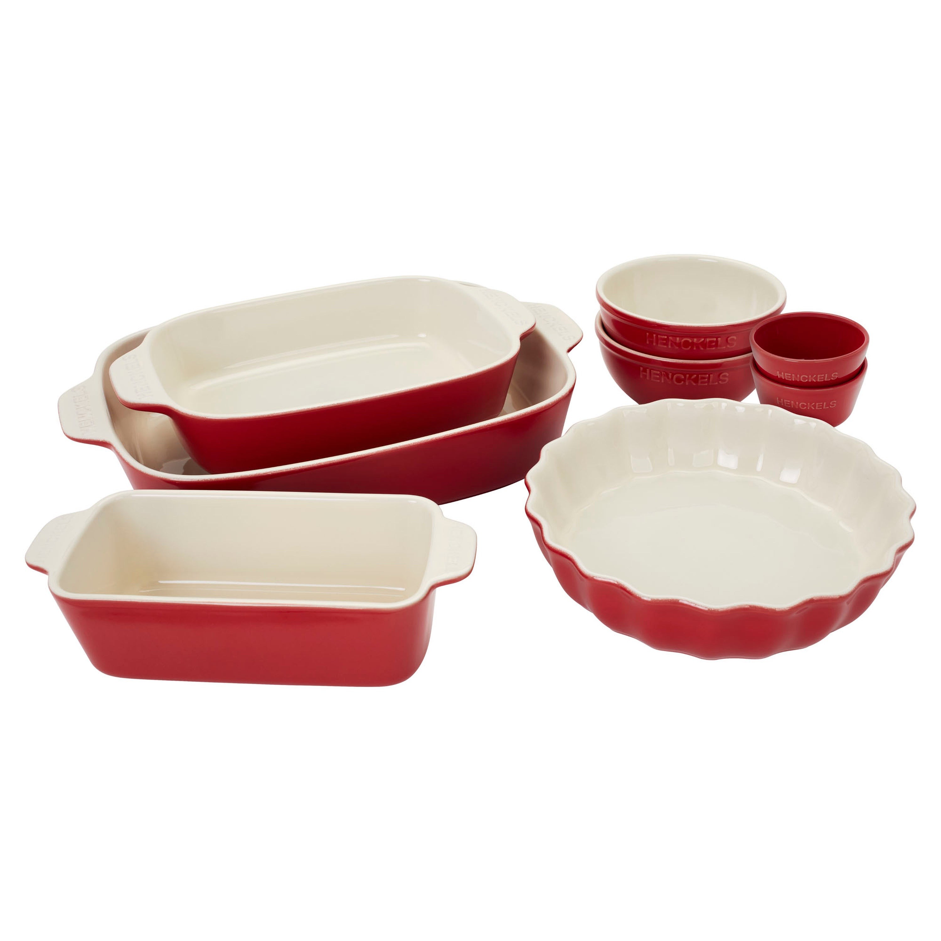 8pc Ceramic Bakeware & Serving Set Cherry Red